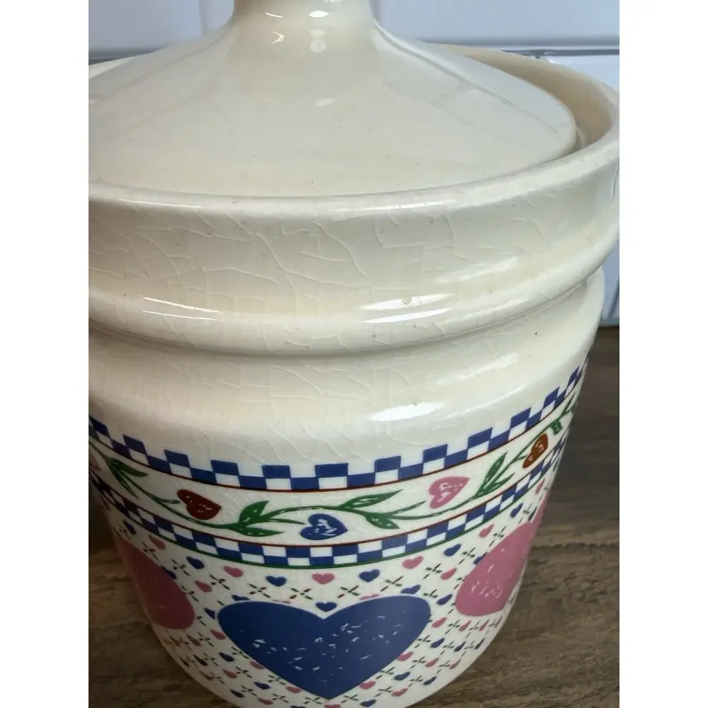 Vintage 1986 Hearts Delight Tea Pot & Canister Set